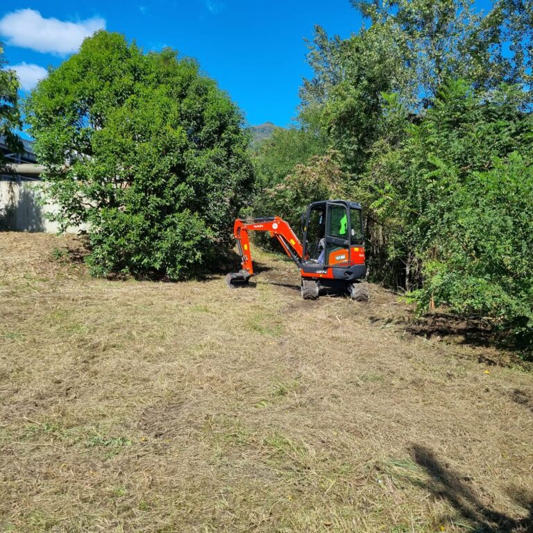 Pulizia terreno con escavatore